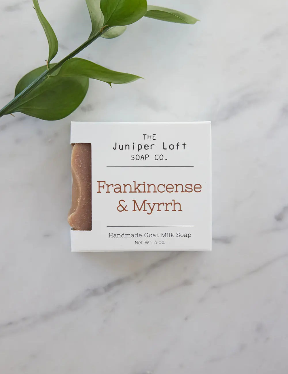 Bar of Frankincense and Myrrh soap from Juniper Loft Soap Company