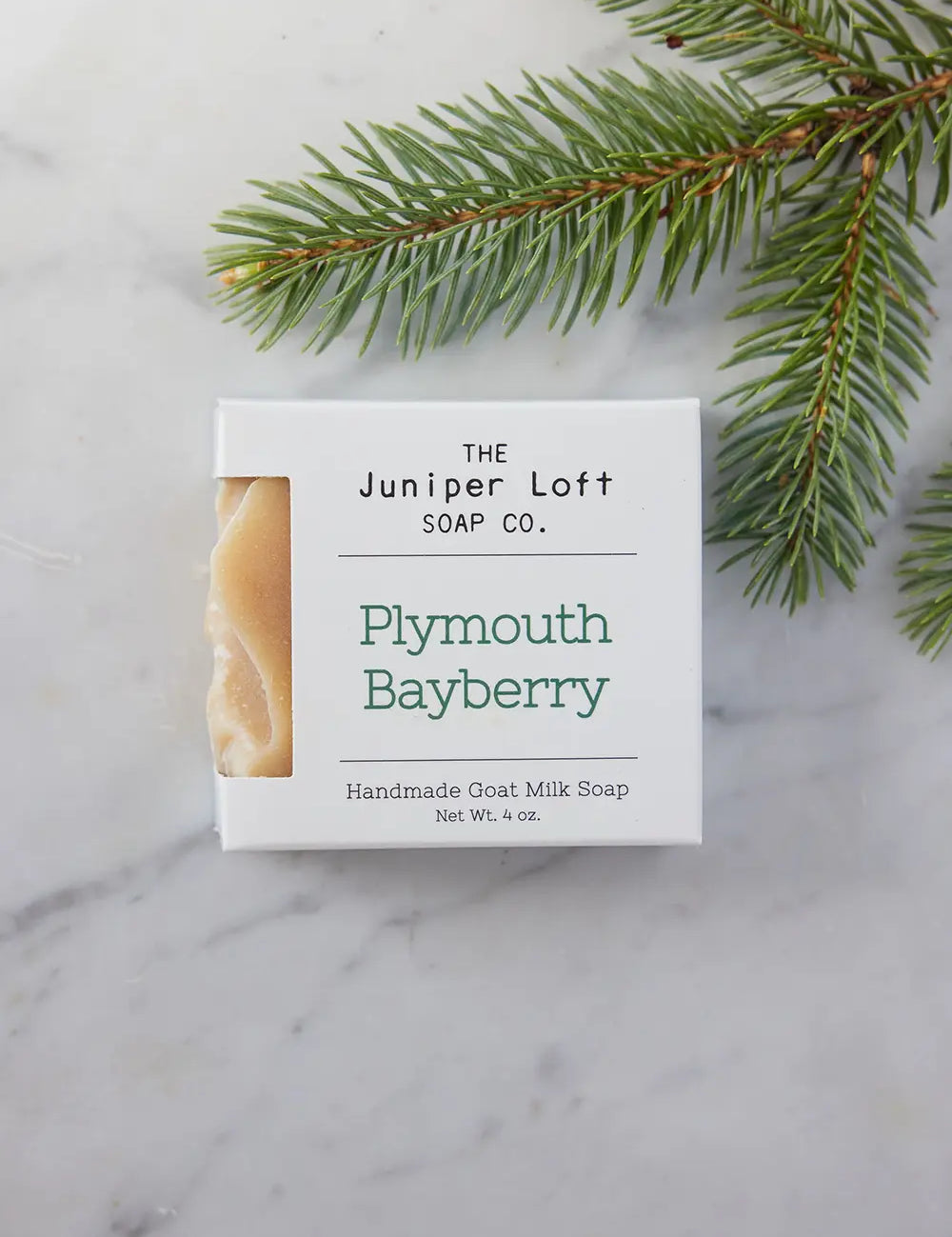 Bar of Plymouth Bayberry soap from Juniper Loft Soap Company